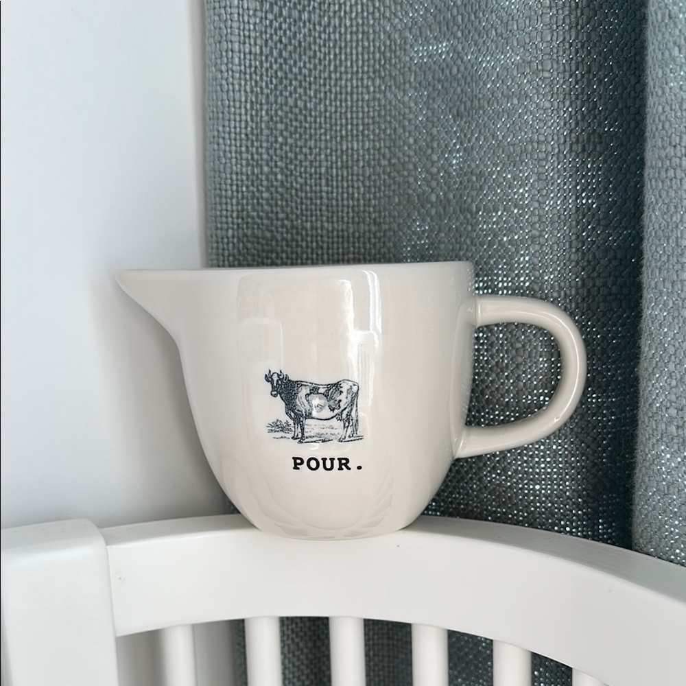 Rae Dunn Cream Pouring Jug with Cow Illustration